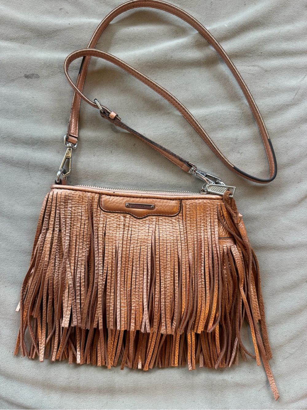 Rebecca Minkoff Brown Leather Fringe Crossbody Bag